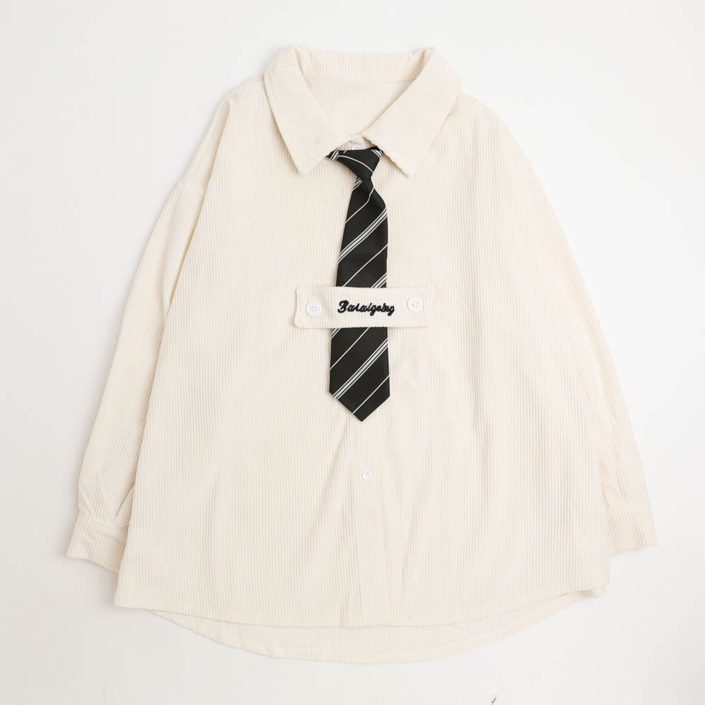 【2点セット】タイ付きオーバーサイズシャツ