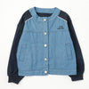 ノーカラーデニム切り替えジャケット