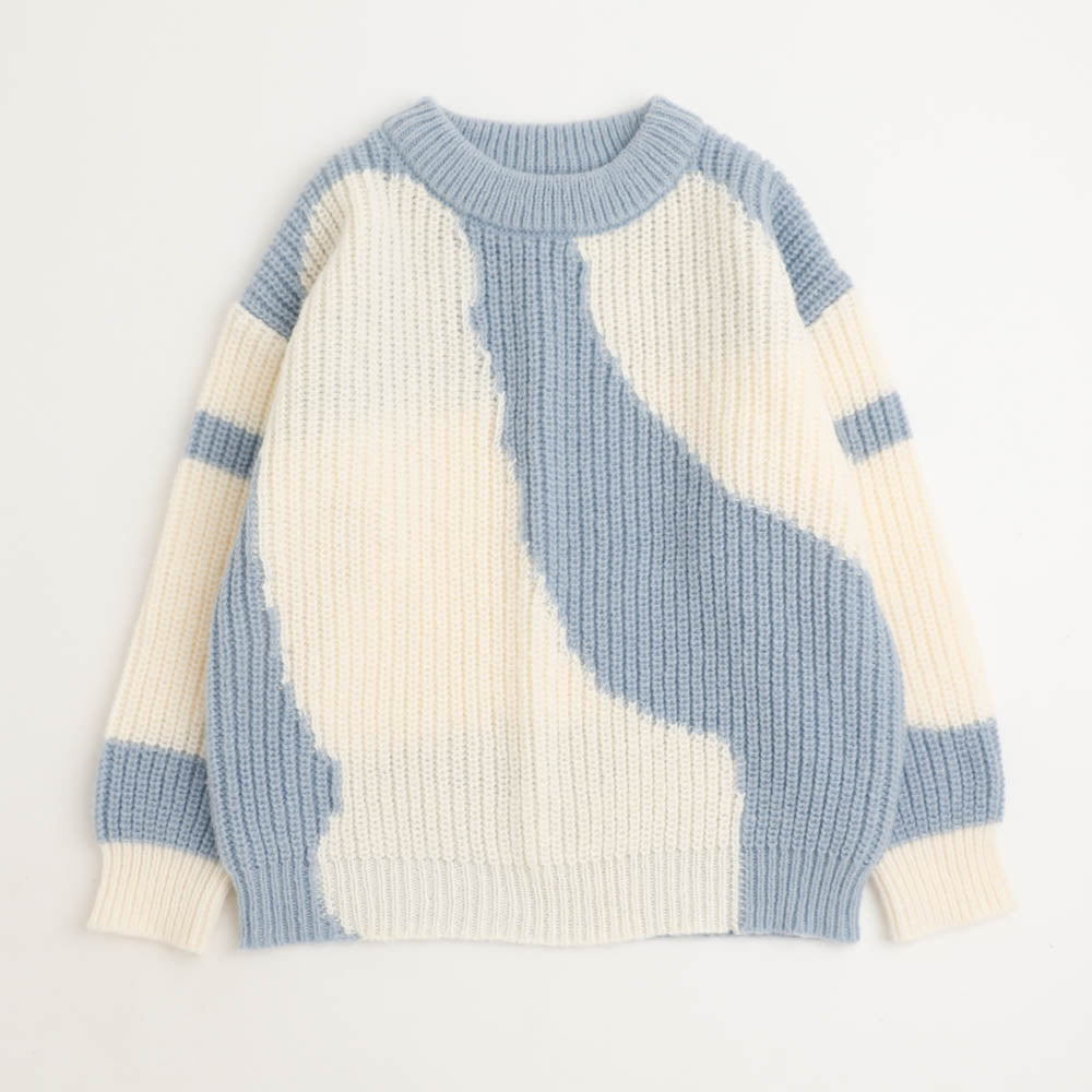 【軽量なのに暖かい"かるポカ"素材】ニュアンスカラーデザインニット