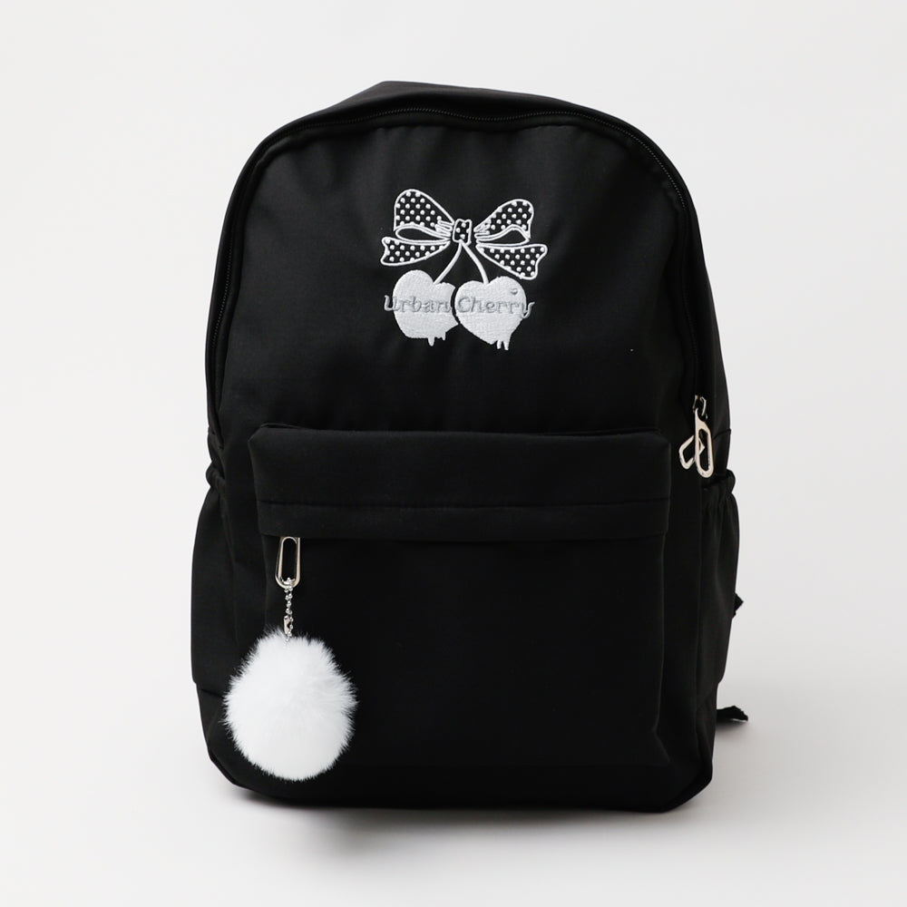 ポンポン付きチェリーロゴ刺繍リュック