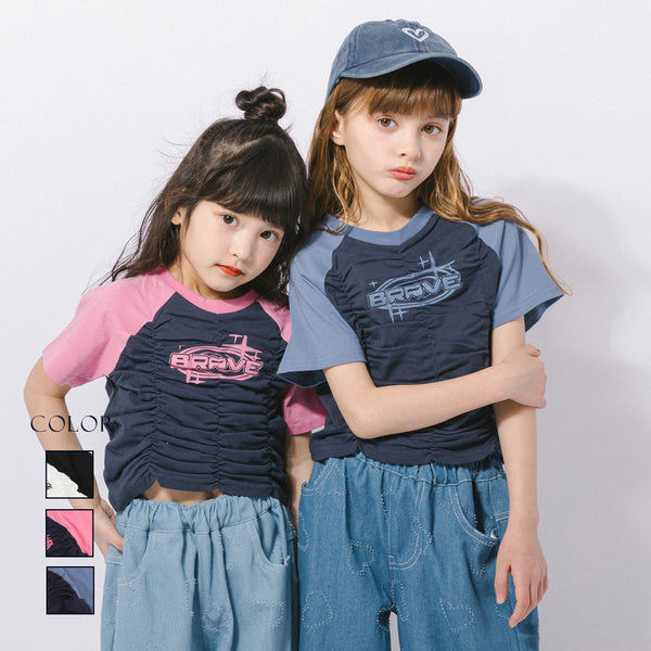 【綿100％/吸水速乾】プラネットロゴギャザーラグランTシャツ