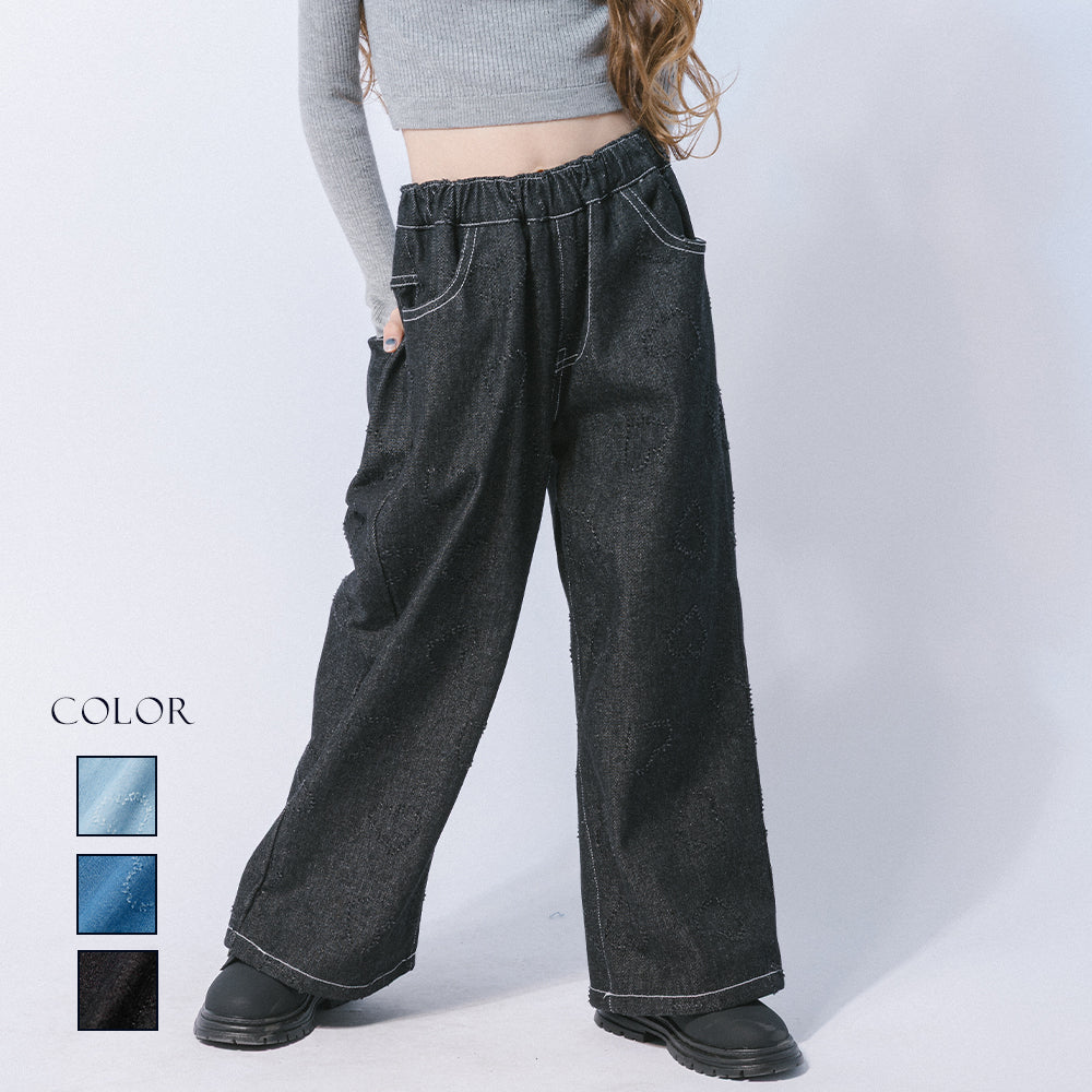 ハートフリンジストレートデニムパンツ|子供服・キッズファッション