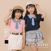 【CHIPIE/シピ】"サラ軽ポロ"チェックネクタイドッキングトップス