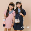【CHIPIE/シピ】"サラ軽ポロ"チェックシャツドッキングサイドギャザーリボンワンピース