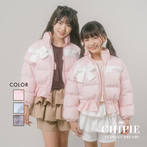 【CHIPIE】"軽ポカ"ビッグリボンショート中綿ジャケット