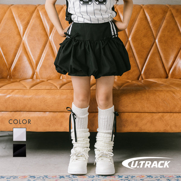 【U.TRACK/ユードットトラック】"インナーパンツ付き"サイドラインリボンバルーンスカート
