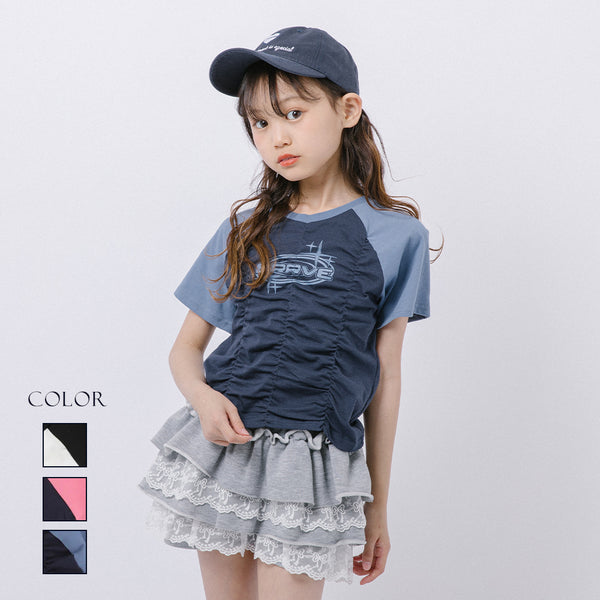 【綿100％/吸水速乾】プラネットロゴギャザーラグランTシャツ